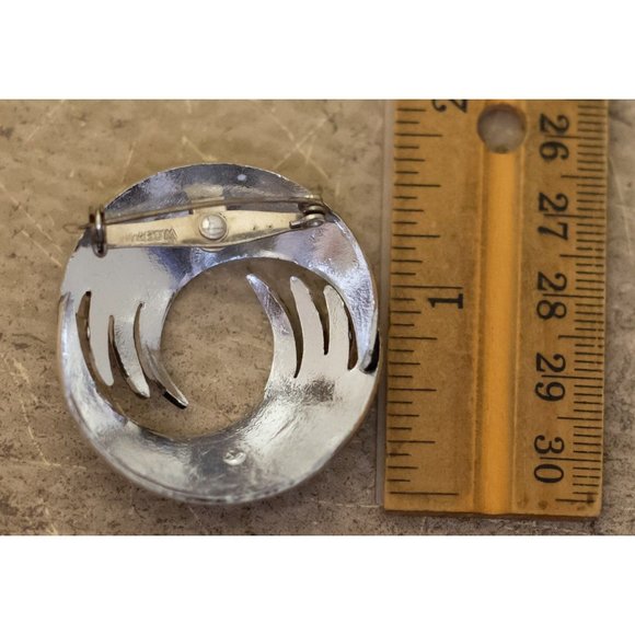 Vintage Spiral Waves Silver Tone Abstract Brooch by Western Germany - I31 - Picture 2 of 2